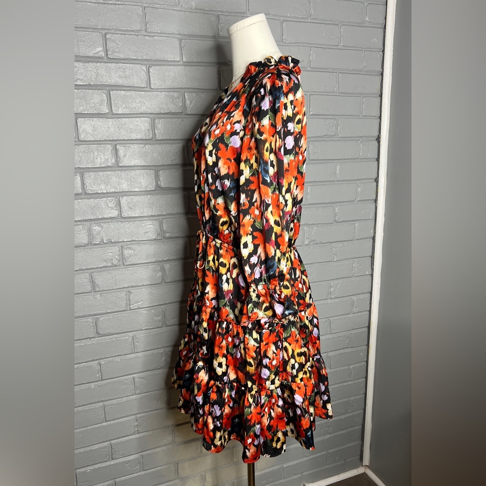 Entro Ruffle Multicolor Floral Mini Dress Size Large - Picture 5 of 16